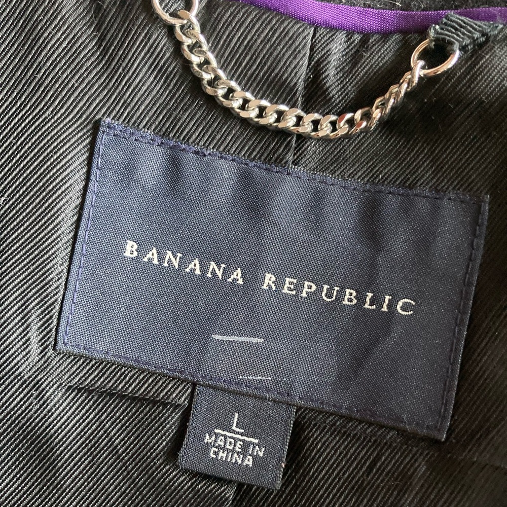 Banana Republic Classic Black Pea Coat with Silver Buttons - Picture 5 of 8